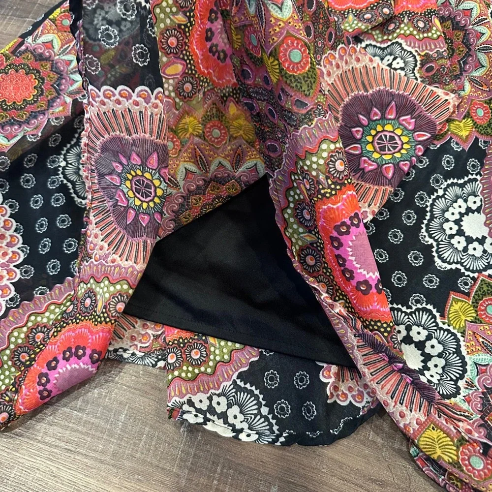 Mix Nouveau Paisley Midi Skirt Bohemian Artsy Cottagecore Festival Mandala Sz S‎